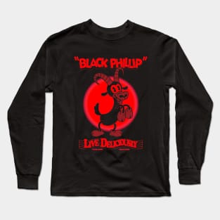 Black Phillip - Live Deliciously - Vintage Cartoophilin Goat RED Long Sleeve T-Shirt